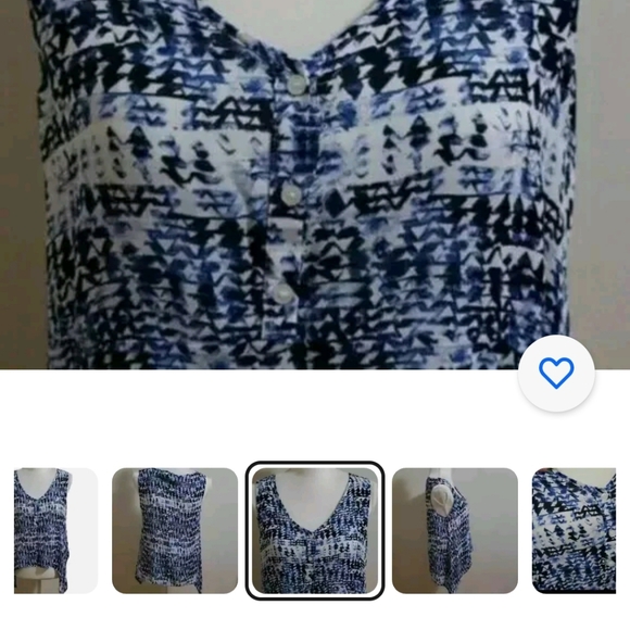 Dkny blue print top blouse size small - Picture 3 of 6